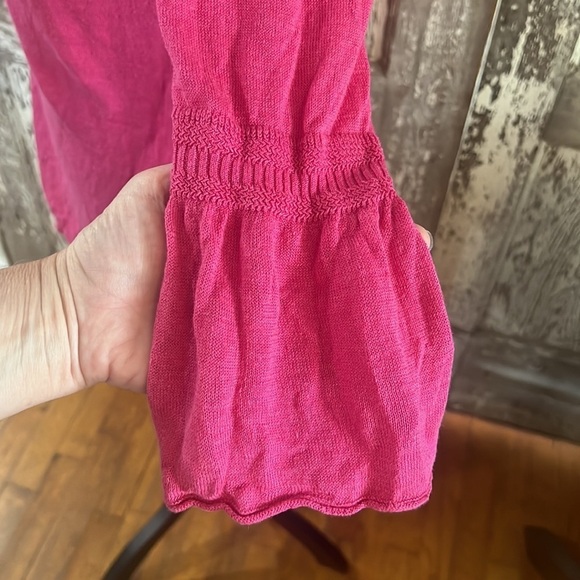 TALBOTS LINEN SWEATER STYLE TOP SZ MED BELL SLEEVES BARBIE PINK - Picture 5 of 10
